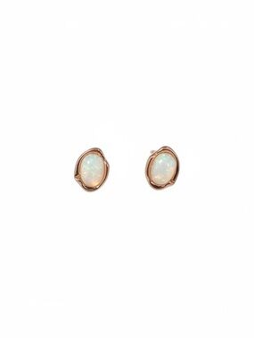 Opal Cabochon Stud Earrings in Rose Gold